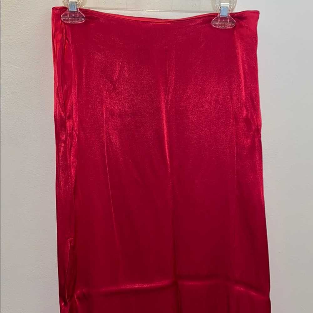 Red wine silk maxi skirt